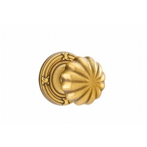 Melon Knob Dummy Pair With Ribbon And Reed Rose French Antique Brass Finish