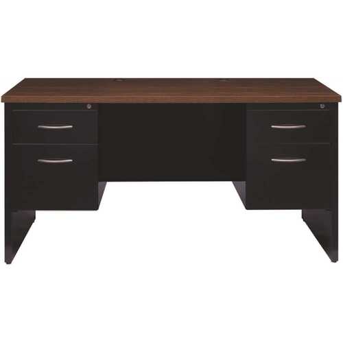 Hirsh Industries 20538 Modular Right-Hand Single Pedestal File Desk 30"dx66"w Charcoal/mahogany