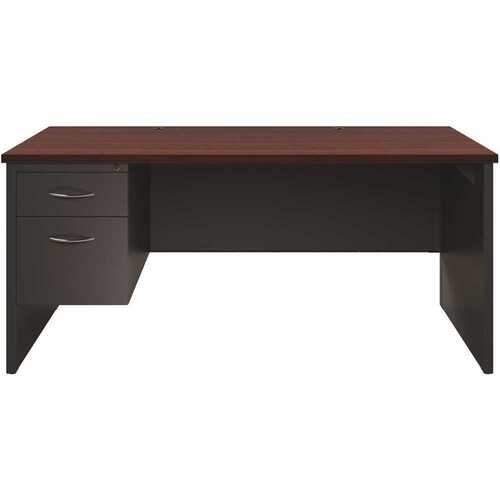 Executive Office Modular Dbl Pedestal File Desk 30" Dx60" W Black/walnut