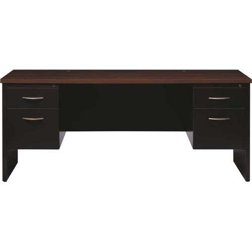 Executive Modular Right-Hand Single Pedestal Desk 30"dx66"w Black/walnut