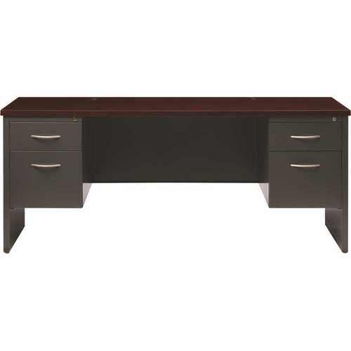 Executive Modular Right-Hand Single Pedestal Desk 30" Dx48" W Black/walnut