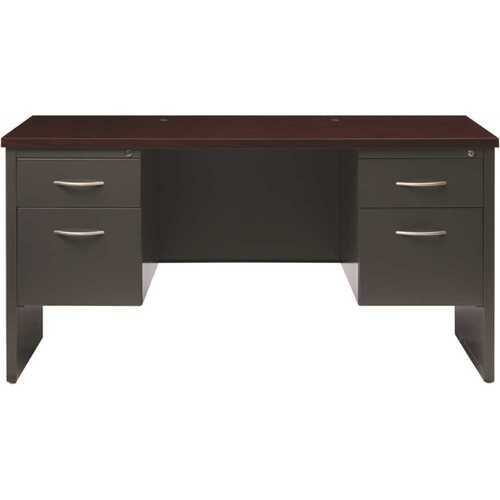 Executive Modular Left-Hand Sngl Pedestal Desk 30"dx66"w Charcoal/mahogany