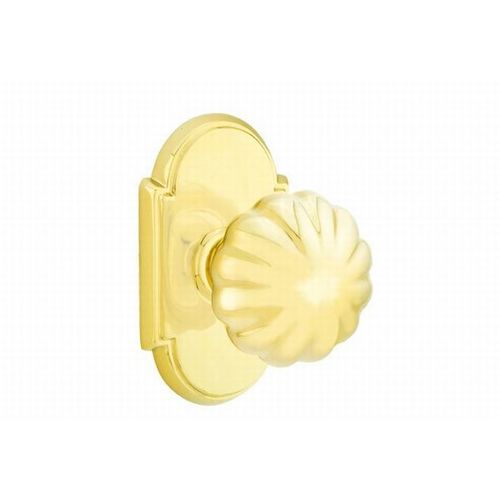 Melon Knob Dummy Pair With # 8 Style Rose Bright Brass Finish