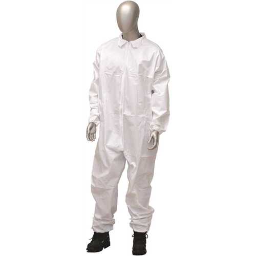 Ambishield MPCVLGEW Microporous Coverall Zip Front Elast Wrist/ankles LG White