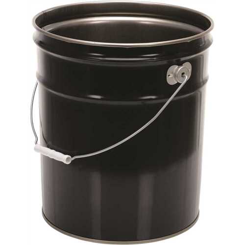 Vestil PAIL-STL-RI-UN Steel Pail With Handle, 5 Gallon Capacity, Black