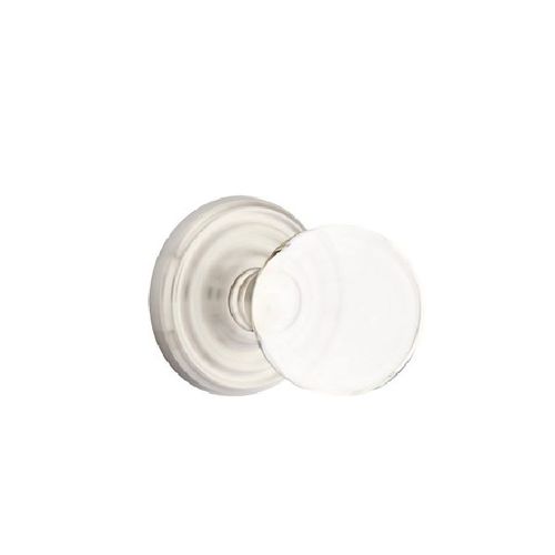 Bristol Crystal Knob Privacy With Regular Rose Satin Nickel Finish