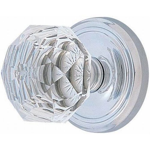Diamond Crystal Knob Passage With Regular Rose Bright Chrome Finish