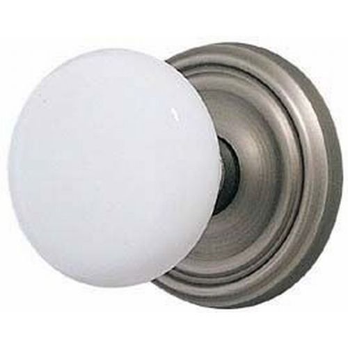 Ice White Porcelain Knob Passage With Regular Rose Antique Nickel Finish