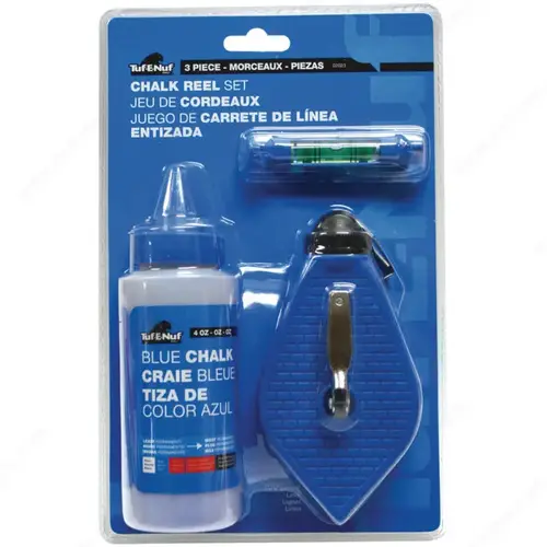 3pc Chalk Line Set with Chalk & Line Level