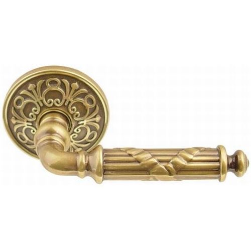 Ribbon & Reed Lever Right Hand Passage With Lancaster Rose French Antique Brass Finish