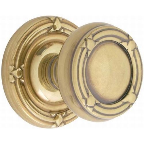 Ribbon & Reed Knob Passage With Ribbon & Reed Rose French Antique Brass Finish