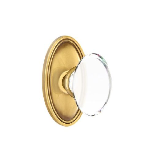 Hampton Crystal Knob Dummy Pair With Oval Rose French Antique Brass Finish