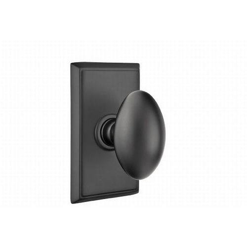 Egg Knob Dummy Pair With Rectangular Rose Flat Black Finish