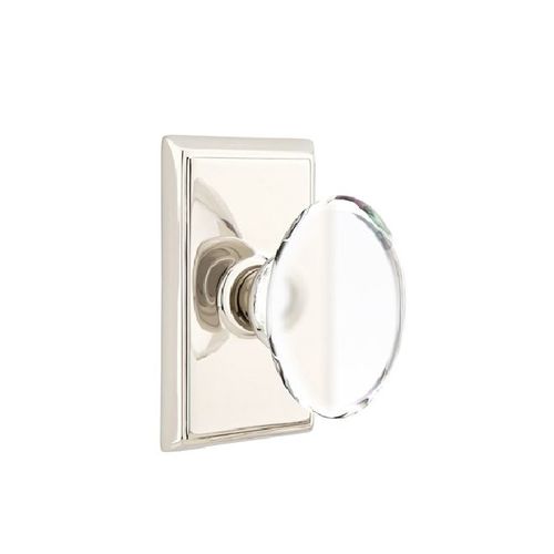 Hampton Crystal Knob Privacy With Rectangular Rose Bright Nickel Finish