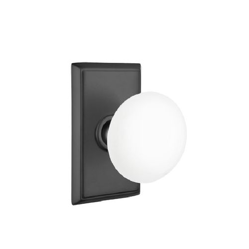 Ice White Knob Privacy with Rectangular Rose Flat Black Finish