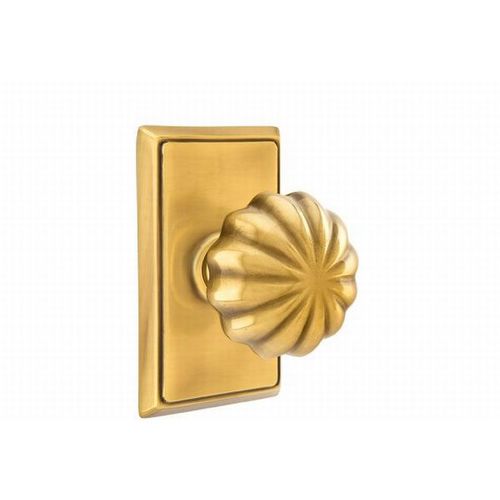 Melon Knob Passage With Rectangular Rose French Antique Brass Finish