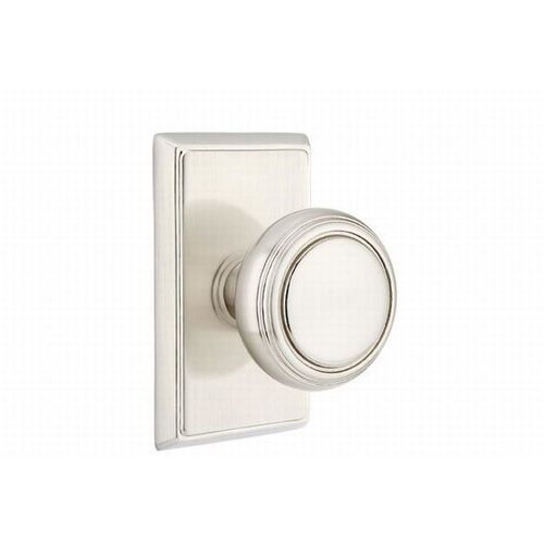 Norwich Knob Passage With Rectangular Rose Satin Nickel Finish