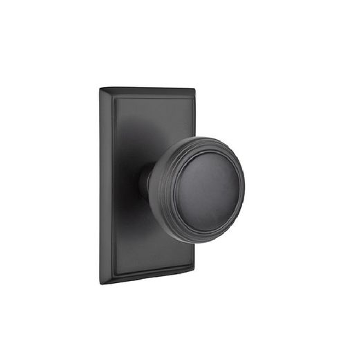 Norwich Knob Passage With Rectangular Rose Flat Black Finish