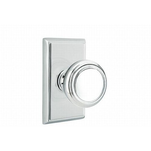 Norwich Knob Passage With Rectangular Rose Bright Chrome Finish