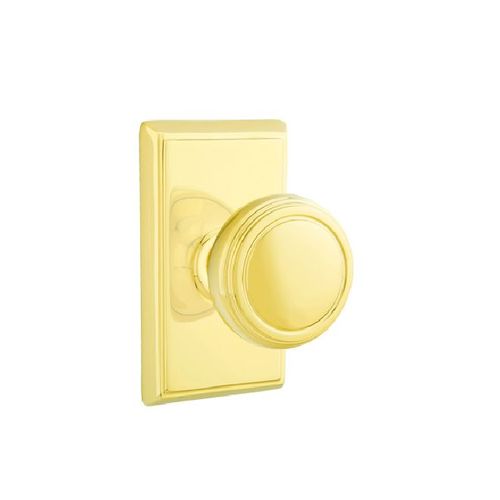 Norwich Knob Passage With Rectangular Rose Bright Brass Finish