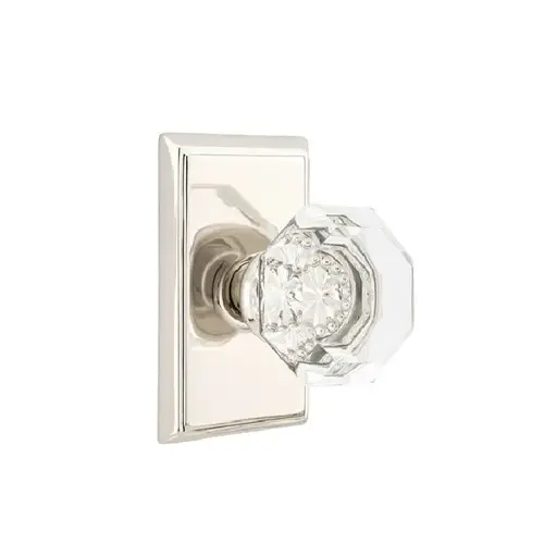 Old Town Clear Knob Privacy With Rectangular Rose Bright Nickel Finish