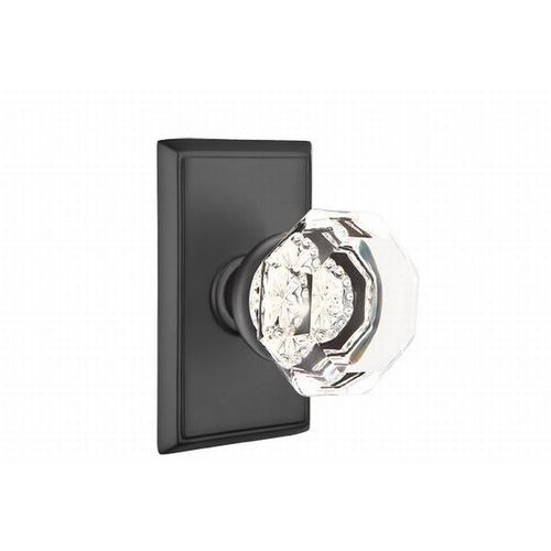 Old Town Clear Knob Dummy Pair With Rectangular Rose Flat Black Finish