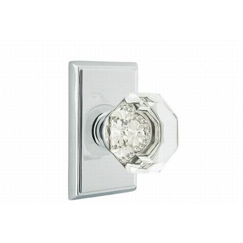 Old Town Clear Knob Privacy With Rectangular Rose Bright Chrome Finish