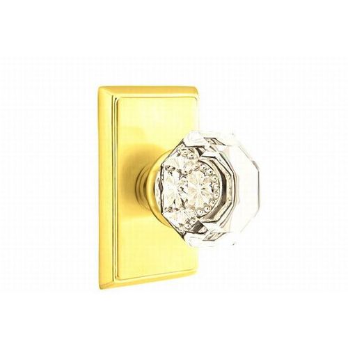 Old Town Clear Knob Passage With Rectangular Rose Bright Brass Finish