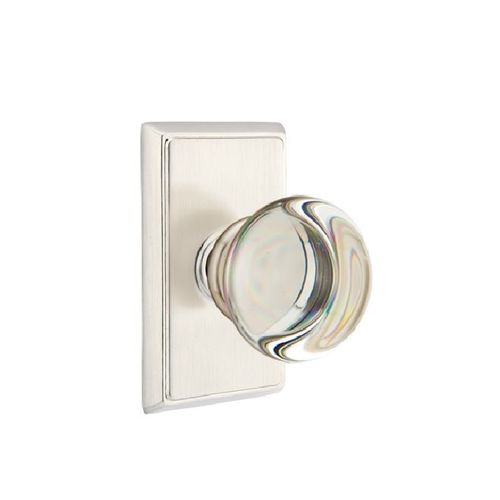 Providence Crystal Knob Clear Privacy With Rectangular Rose Satin Nickel Finish