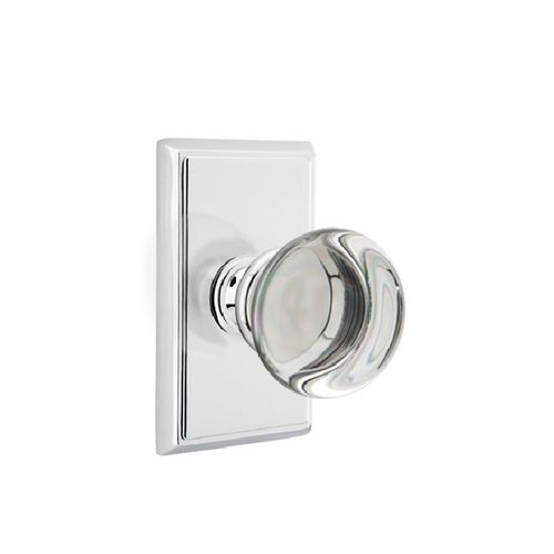 Providence Crystal Knob Clear Privacy With Rectangular Rose Bright Chrome Finish