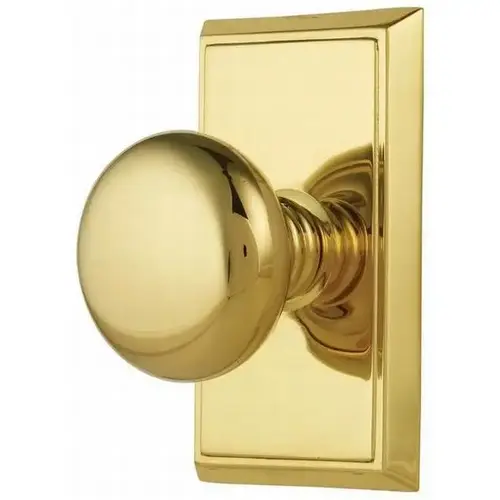 Providence Knob Passage With Rectangular Rose Bright Brass Finish