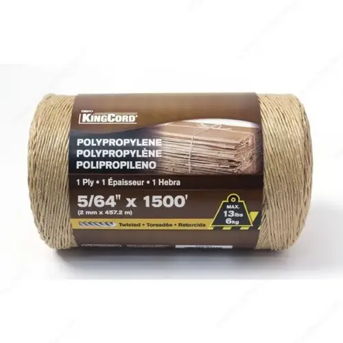 KingCord 344451BG Polypropylene Split Tying Twine Tan
