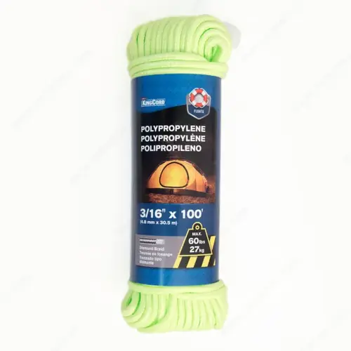 KingCord 410011BGQ2 Polypropylene Diamond Braid Rope Green
