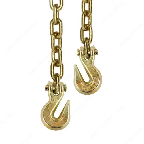 KingChain 426201 Grade 70 Gold Chromate Transport Chain with Clevis Grab Hooks