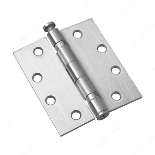 114 mm (4 1/2") Full Mortise Ball Bearing Butt Hinge with Raised Pin Brushed Chrome - pack of 3