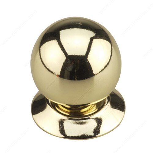 460 Ball Knob with Backplate Bright Brass