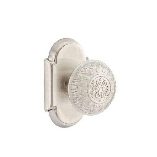 Lancaster Knob Passage with # 8 Rose for 1-3/8" to 2-1/4" Door Satin Nickel Finish
