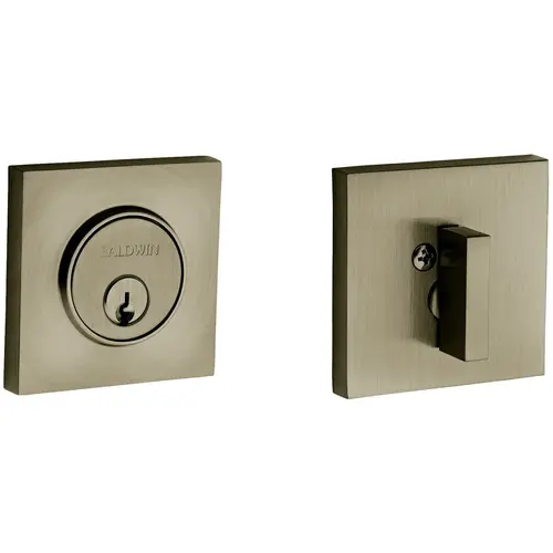 Contemporary Square Single Cylinder Deadbolt Antique Brass Finish