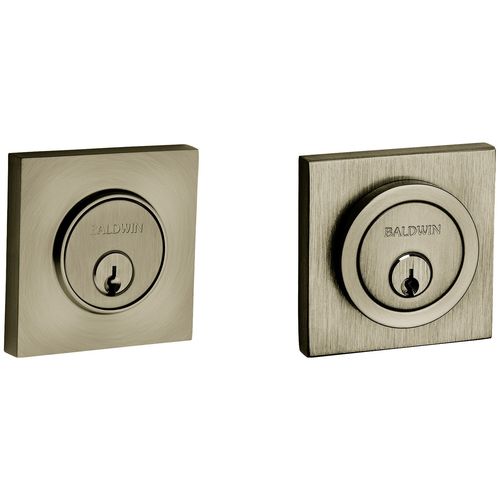 Baldwin 8221050 Contemporary Square Double Cylinder Deadbolt Antique