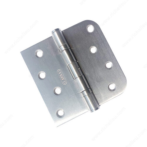 4" Stainless Steel Exterior Combination Butt Hinge with 2 Ball Bearings - 5/8" radius