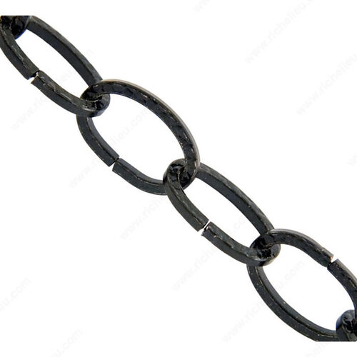 KingChain 538812 Hammered Oval Decorative Chain Black