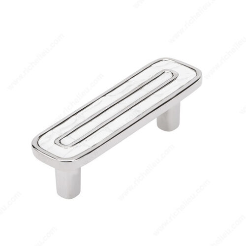 Modern Metal Pull - 6464 Polished Nickel / White