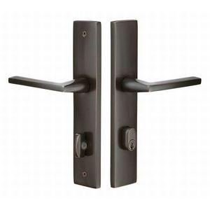 Emtek 8442HLOUS10BRH Helios Lever Right Hand With Stretto Sideplate Single  Cylinder Passage Oil Rubbed Bronze Finish