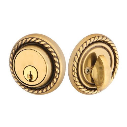 Emtek 8464US7 Rope Single Cylinder Deadbolt French Antique Brass Finish