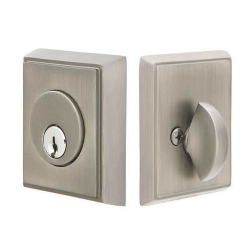 Rectangular Single Cylinder Deadbolt Satin Nickel Finish