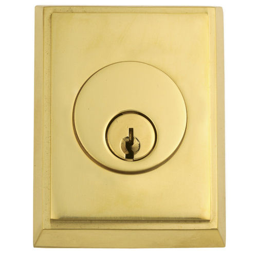 Rectangular Single Cylinder Deadbolt Bright Brass Finish