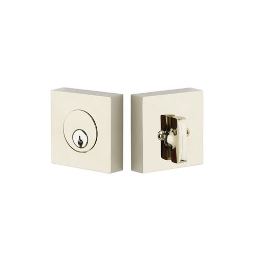 Square Single Cylinder Deadbolt Bright Nickel Finish