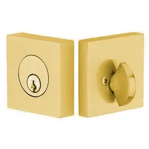 Emtek 8469US4 Square Single Cylinder Deadbolt Satin Brass Finish