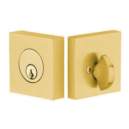 Square Single Cylinder Deadbolt Satin Brass Finish