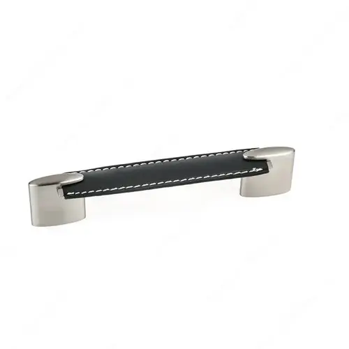 Modern Leather and Metal Pull - 745 Black / Brushed Nickel